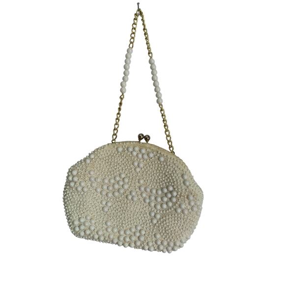 John Wind 60's Vintage Cream Beaded Bag Shoulder bag or Clutch - Picture 2 of 9